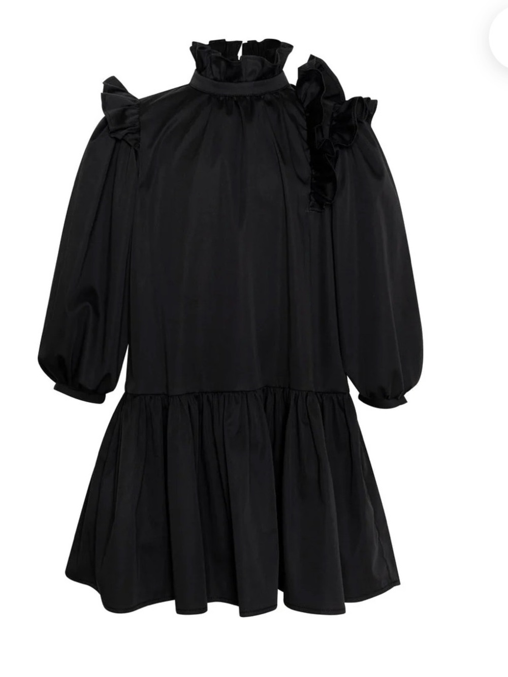 Paade Mode Black Ruffle High-Neck Dress